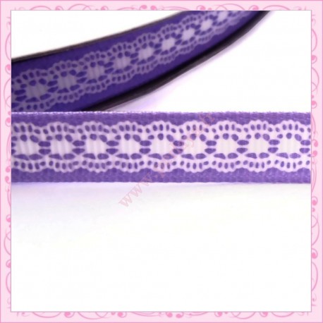 4 mètres de ruban violet 9mm motif dentelle