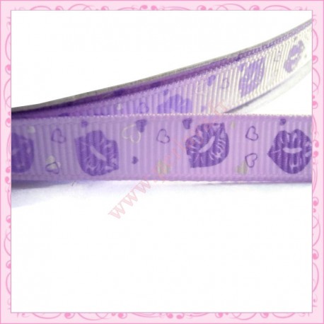 4 mètres de ruban violet 9mm motif bouche