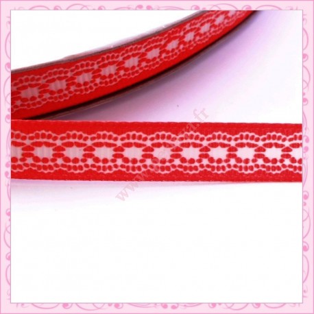 4 mètres de ruban rouge 9mm motif dentelle