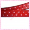 4 mètres de ruban rouge 9mm motif coeur