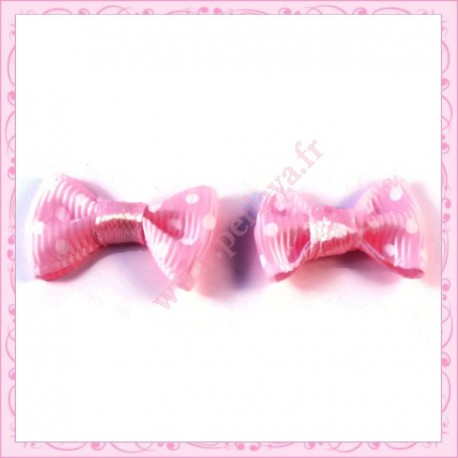 10 appliques noeuds pois rose