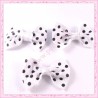 10 grandes appliques noeuds blanche à pois noir