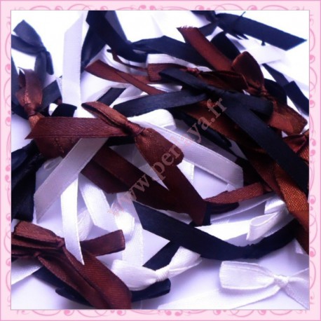 mélange de 50 noeuds satin noir marron blanc