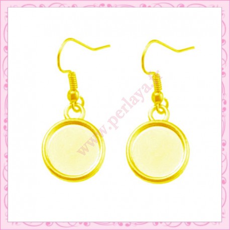Lot de 20 boucles d'oreille avec support cabochon 12mm argentés