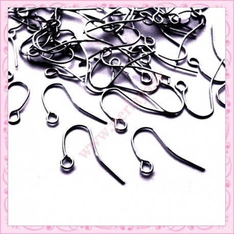 Lot de 50 crochets pour boucle d'oreille argentés foncé
