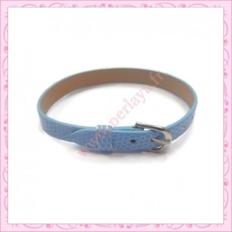 3 bracelets simili cuir bleu 22cm