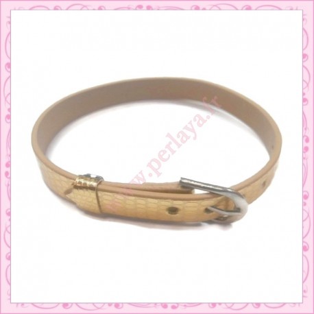 3 bracelets simili cuir doré 22cm