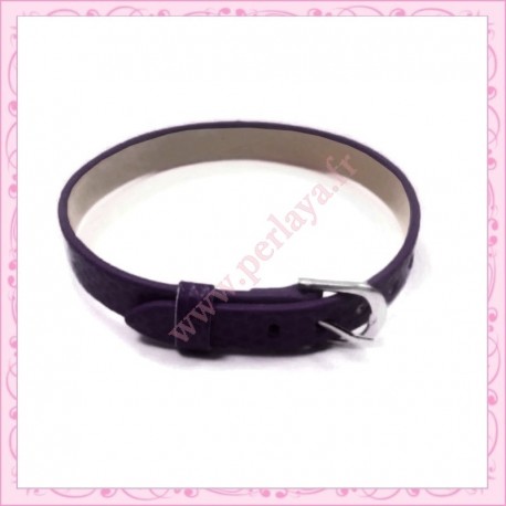 3 bracelets simili cuir violet 22cm