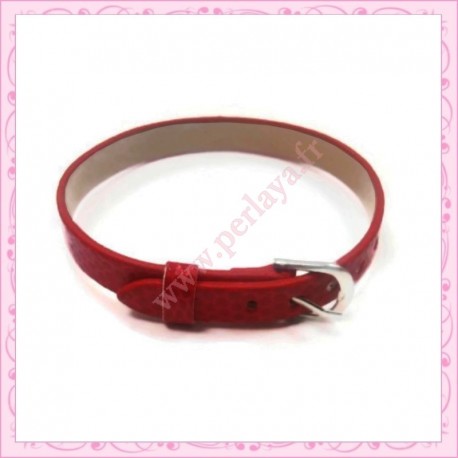 3 bracelets simili cuir rouge 22cm