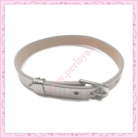 3 bracelets simili cuir argenté 22cm