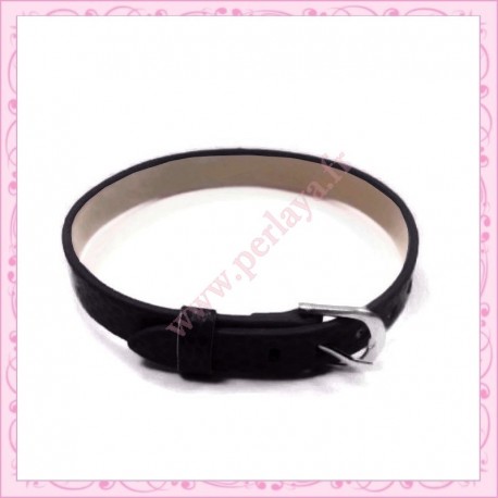 3 bracelets simili cuir noir 22cm