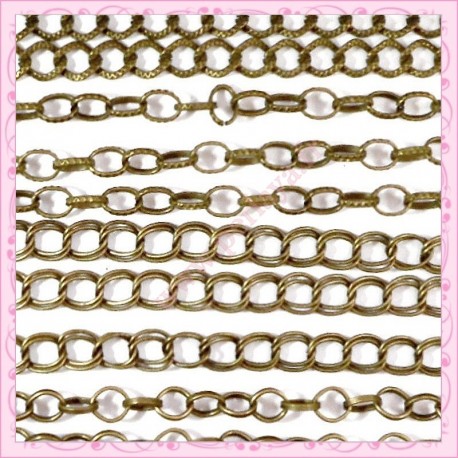 Mixte de 12 bracelets chaine en métal bronze