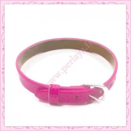 3 bracelets simili cuir rose fushia 22cm