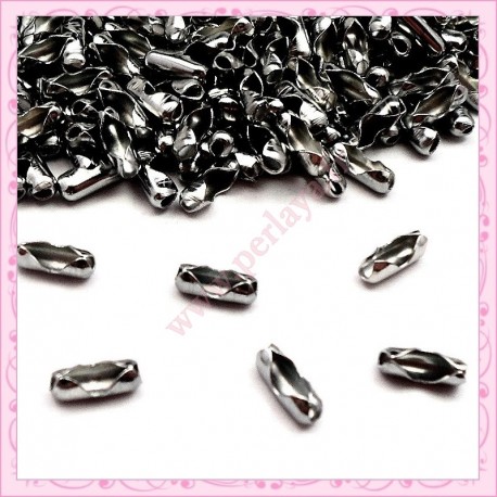 Lot de 200 fermoirs argentés foncés pour chaine bille 2mm et 2.5mm