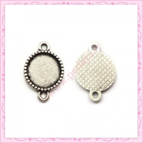 Lot de 50 connecteurs avec support cabochon 10mm argentés en métal