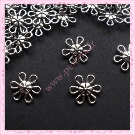 Lot de 300 connecteurs fleurs 10mm argentés en métal