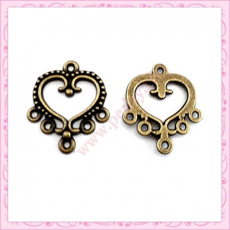 Lot de 30 estampes coeurs en métal bronze