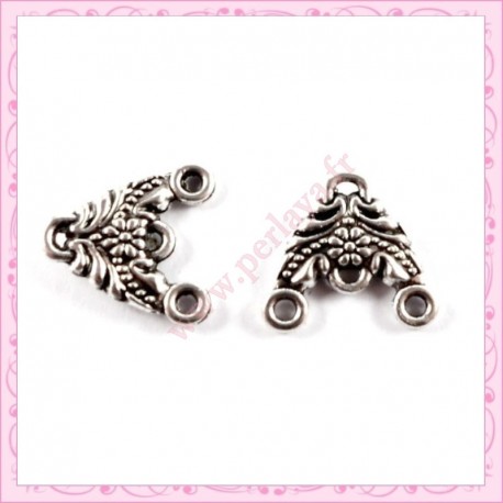 Lot de 30 connecteurs 3 multi-rangs en métal argentés 14mm