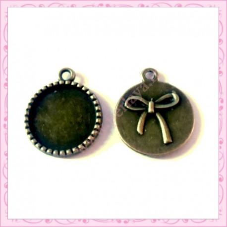  4 supports pendentif rond bronze de 18mm