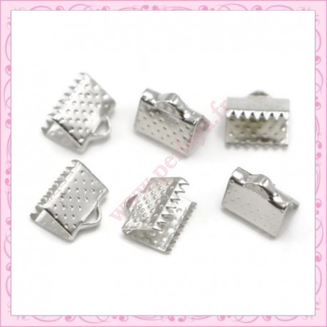  200 griffes ruban argentées 8mm