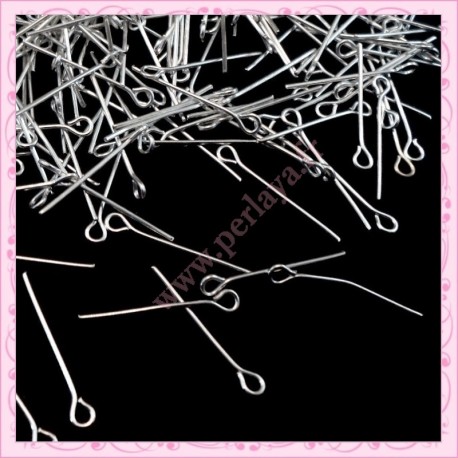 500 tiges argentées à têtes rondes 21mm