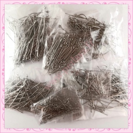 Lot de 800 tiges argentées foncés à têtes rondes de 18mm à 50mm