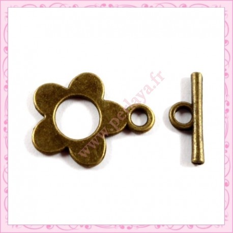 Lot de 50 fermoirs toggles bronze fleurs
