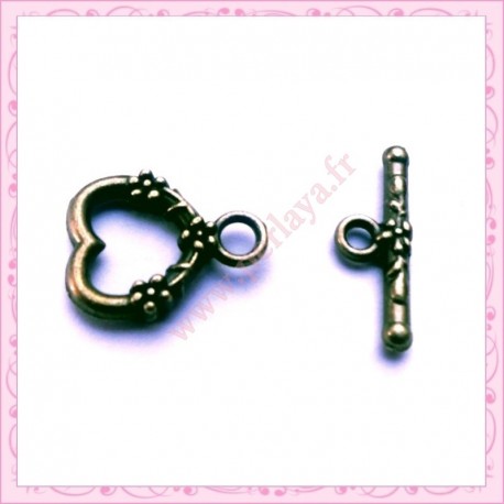 Lot de 50 fermoirs toggles bronze coeurs