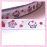 4 mètres de ruban blanc 9mm motif cupcake