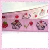 4 mètres de ruban rose 9mm motif cupcake