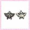  30 breloques papillon en métal argentées 1.9cm