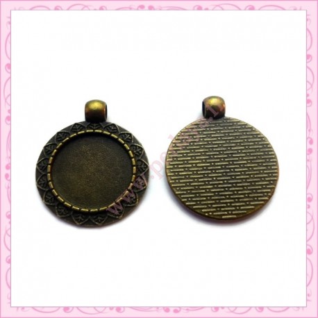 Lot de 30 supports cabochons bronze de 25mm