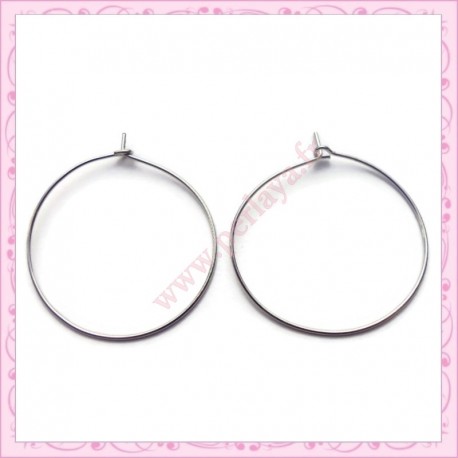 Lot de 25 créoles argent claire 25mm