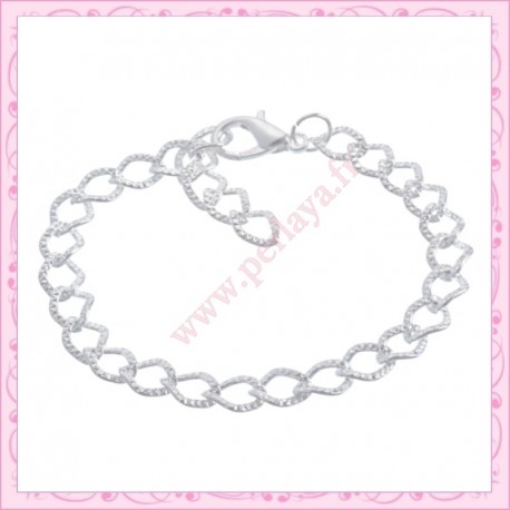 Lot de 24 bracelets à chaîne striées en métal argentés