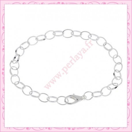 12 bracelets chaine en métal argentés