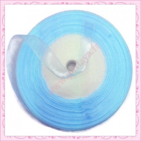 45 mètres de ruban organza 10mm bleu