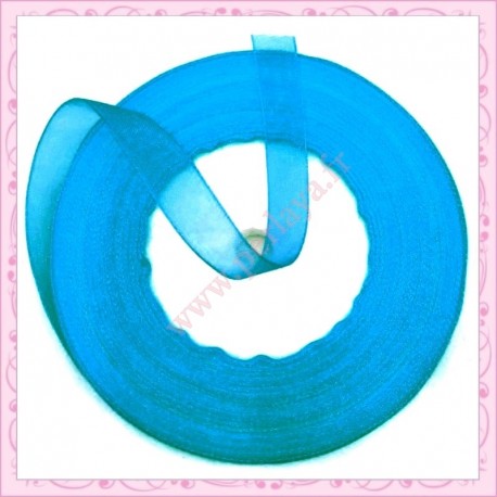 45 mètres de ruban organza 10mm bleu