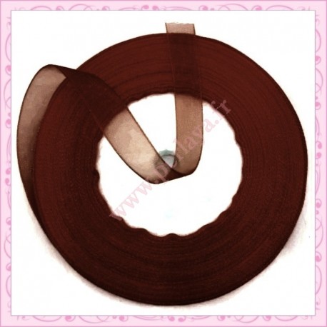45 mètres de ruban organza 10mm marron chocolat