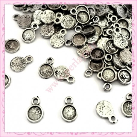 Lot de 50 supports cabochon ronds argentés 6mm