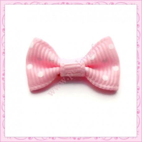 Lot de 20 appliques noeuds rose à pois 2.8cm