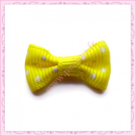 Lot de 20 appliques noeuds jaune à pois 2.8cm