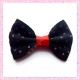 20 appliques noeuds satinées noir et rouge à pois à coller 3.5cm