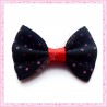  20 appliques noeuds satinées noir et rouge à pois à coller 3.5cm