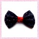 Lot de 20 appliques noeuds satinées noir et rouge à pois à coller 3.5cm