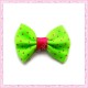 20 appliques noeuds satinées vert et rose à pois à coller 3.5cm