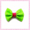  20 appliques noeuds satinées vert et rose à pois à coller 3.5cm