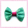  20 appliques noeuds satinées vert menthe et rose à pois à coller 3.5cm