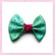 Lot de 20 appliques noeuds satinées vert et rose à pois à coller 3.5cm