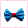  20 appliques noeuds satinées bleu et rose à pois à coller 3.5cm