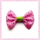 20 appliques noeuds satinées rose et vert à pois à coller 3.5cm
